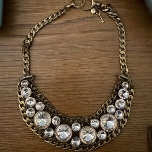Lucky Brand chic Gold Statement Necklace with Clear Gems